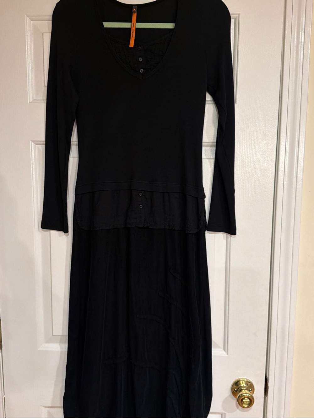 CO.COPINE Black Layered Long-Sleeve 100% cotton Dress Sz 40